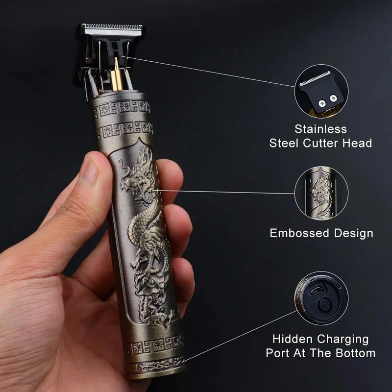 Máquina Dragão De Cortar Cabelo Barba Masculina Designer Elétrico Profissional